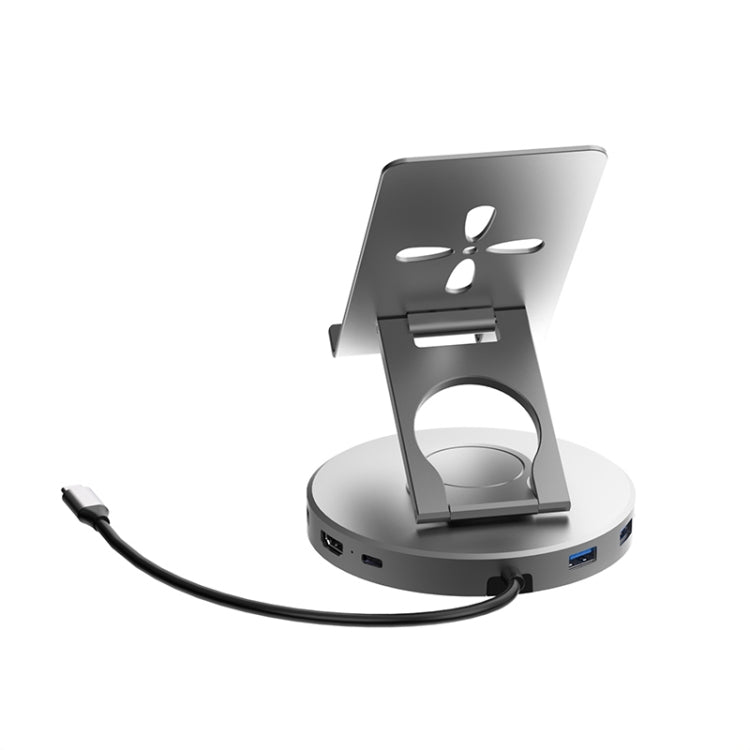 V269A 10 in 1 Type-C / USB-C PD Power 4K/60Hz Multiport HUB Expansion Dock Swivel Stand HDMI Dongle Docking Station, V269A